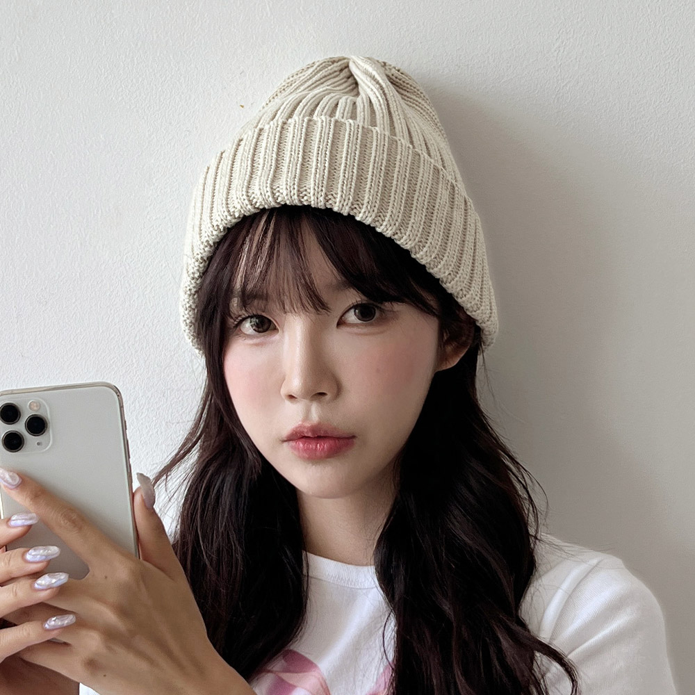XL 골지 대두 빅사이즈 비니 큰머리 모자 - 상세 이미지 4