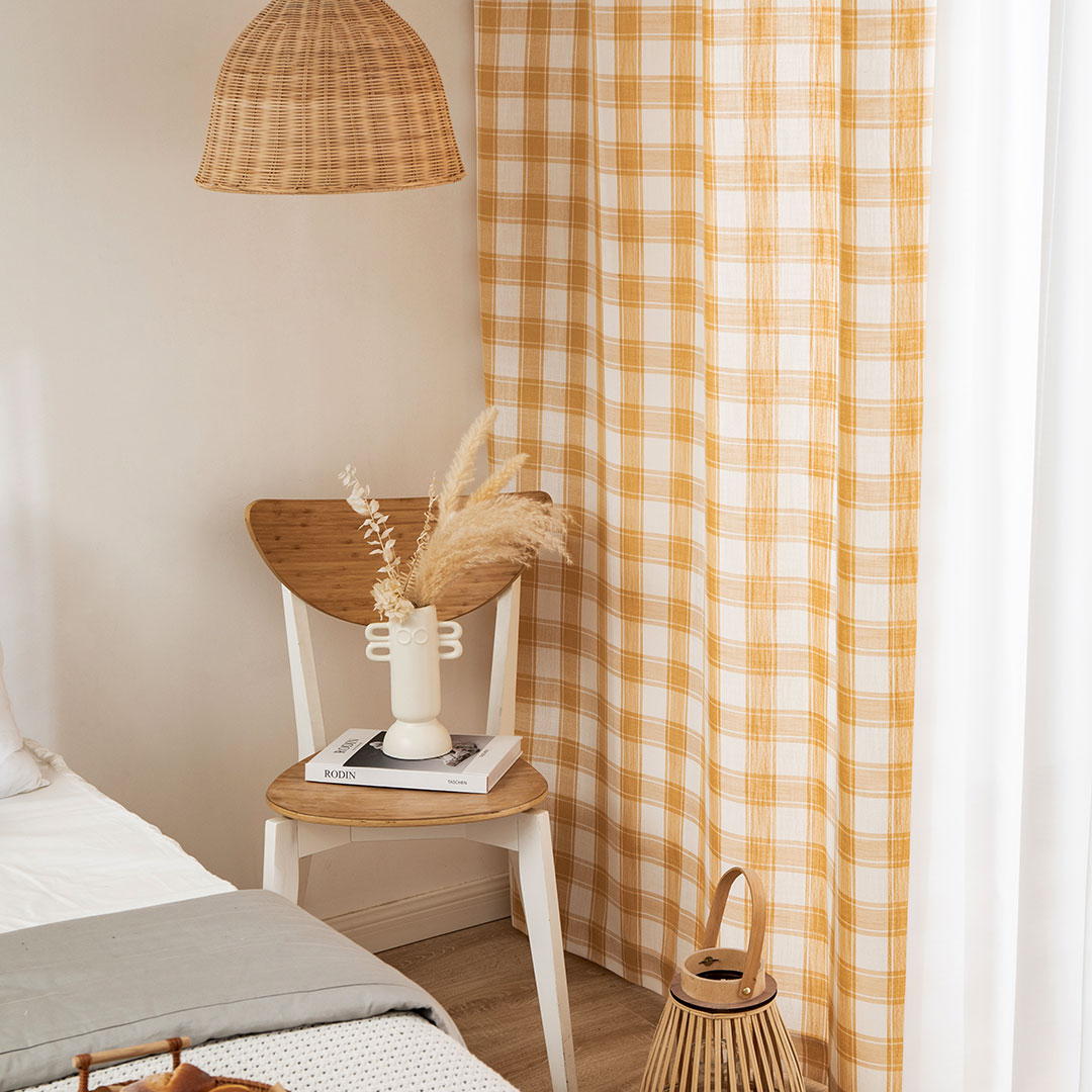 사라하우스 도톰 체크 가리개 가림막 중문 커튼