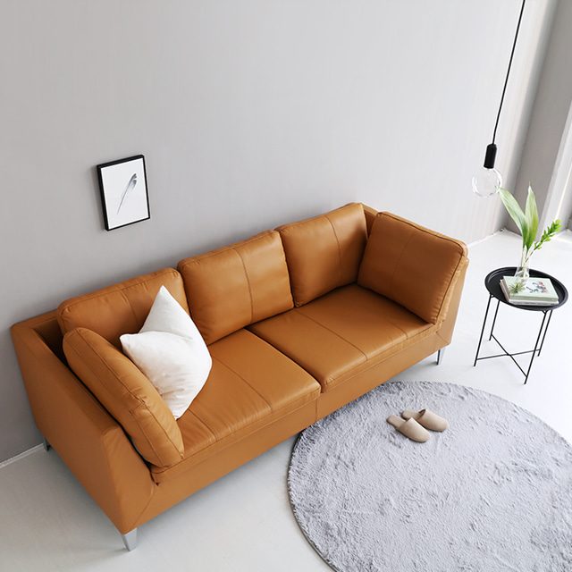 천연 소가죽 3인용 소파 넓은쇼파 다크브라운