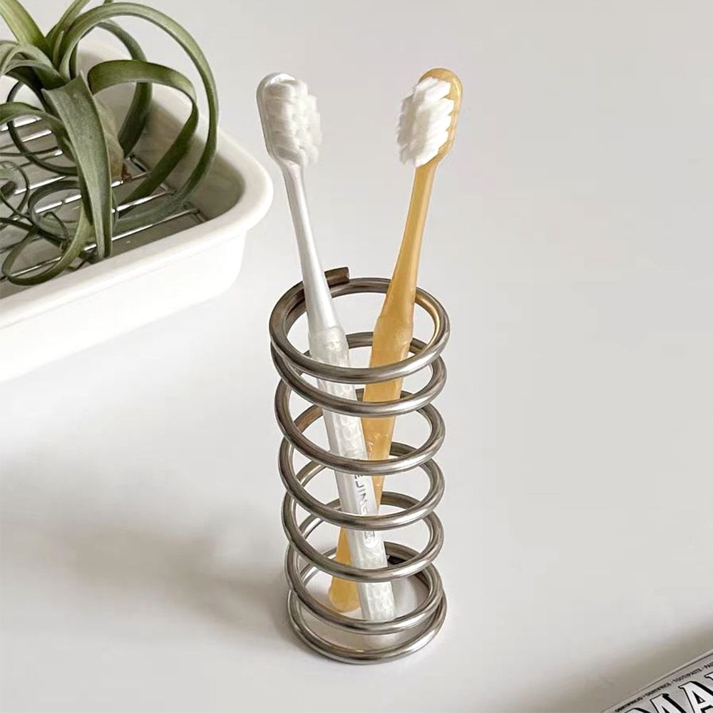스프링 칫솔 꽂이 걸이 거치대 치약 받침대 S