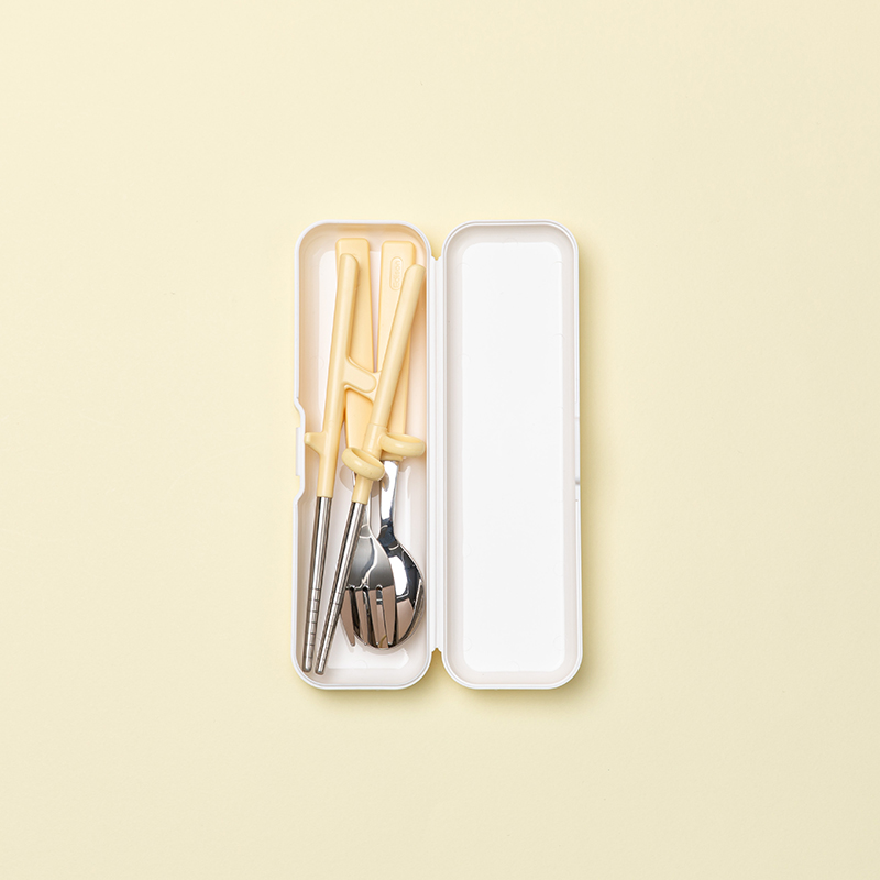 에디슨 2단계 오른손 스텐 젓가락 스푼포크 케이스 세트 스테인리스 교정젓가락 제품 이미지