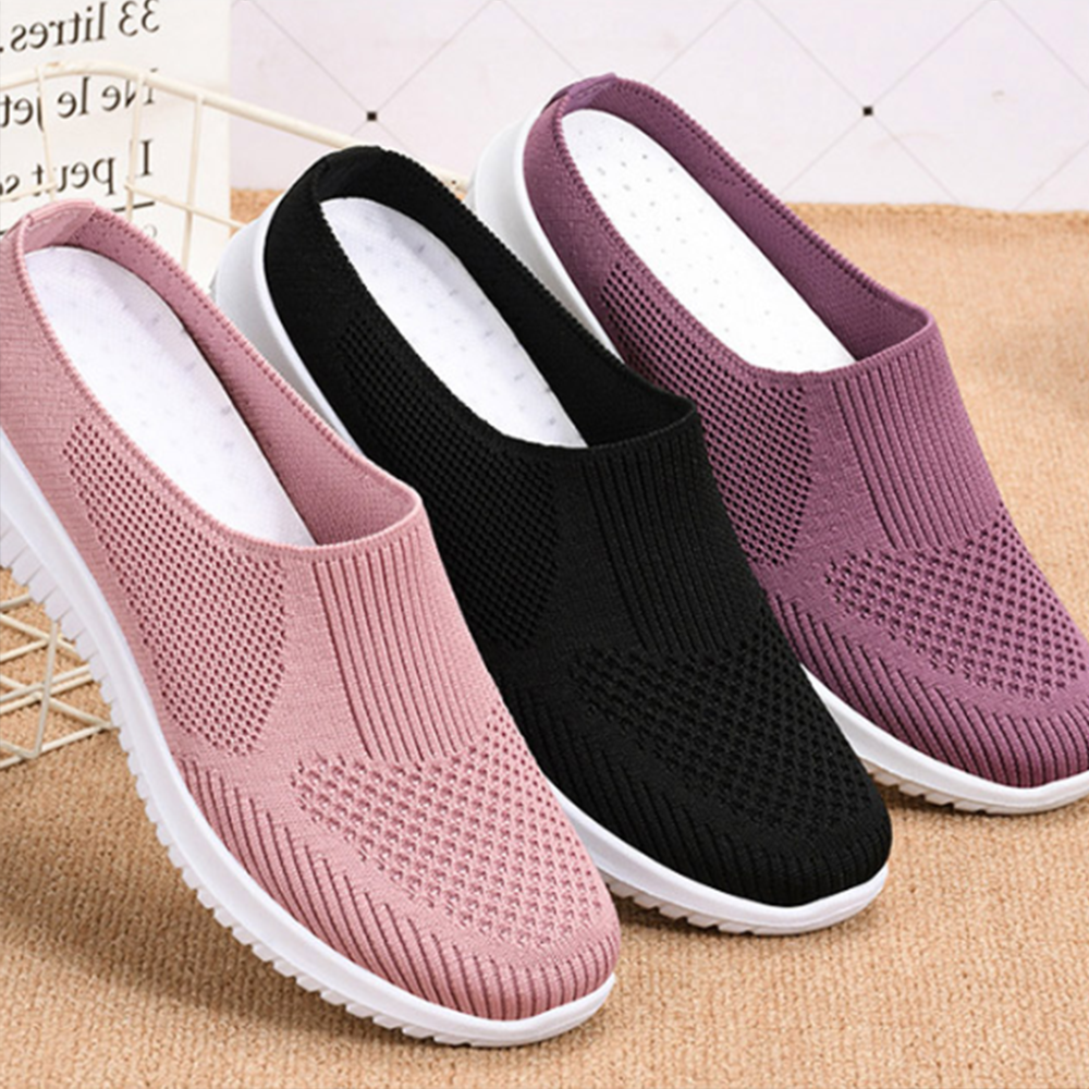 230-255mm 여자 뮬 운동화 여성 키높이 스니커즈 캐쥬얼 예쁜 편한 니트 슬립온