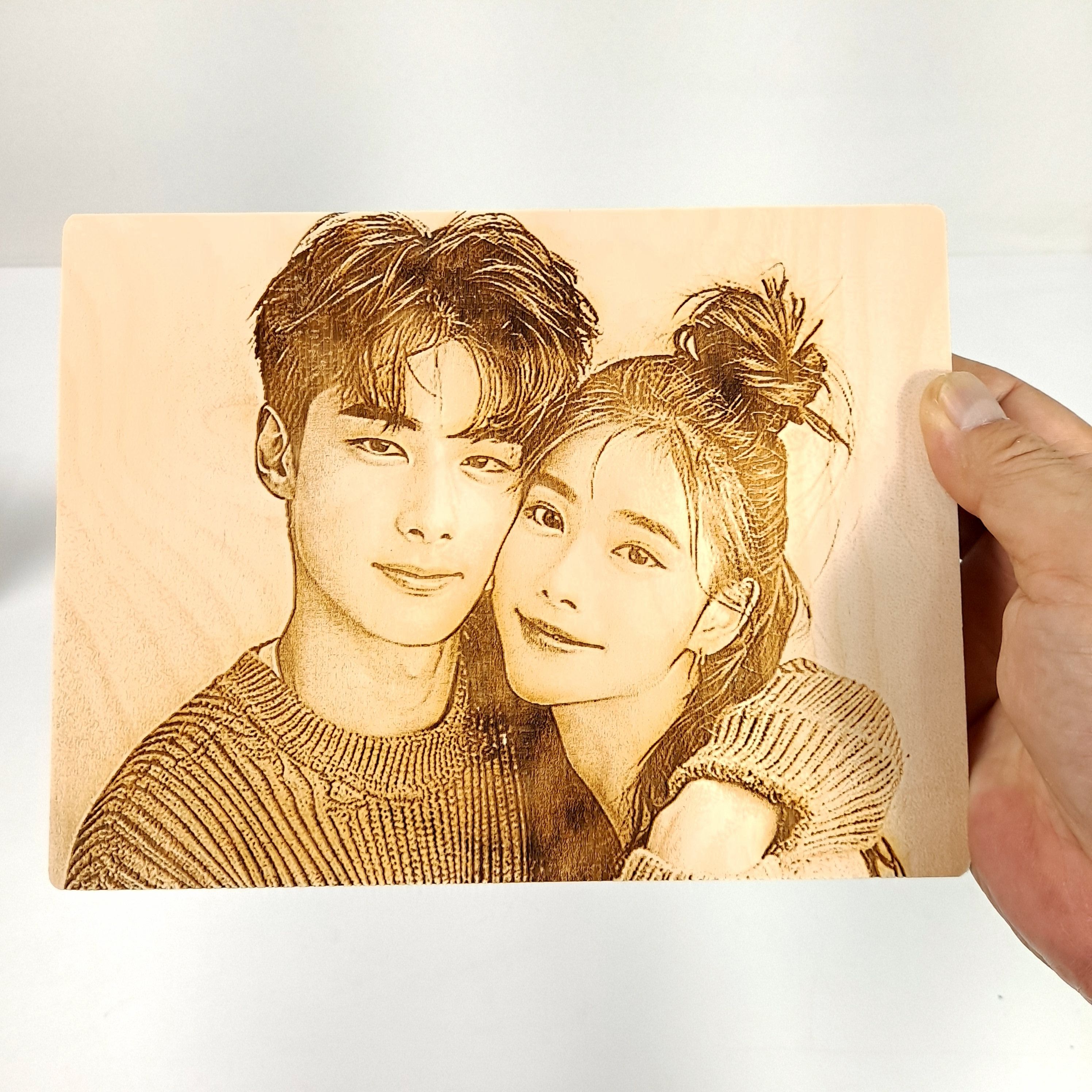 로한바움 우드포토 반려동물초상화 연인 커플기념선물 나무액자 주문제작 특별한선물 - 상세 이미지 2