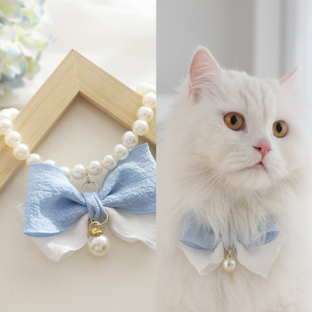 고양이 진주 펜던트 목걸이 반려동물 액세서리 생일파티 공주 의상 - 상세 이미지 2