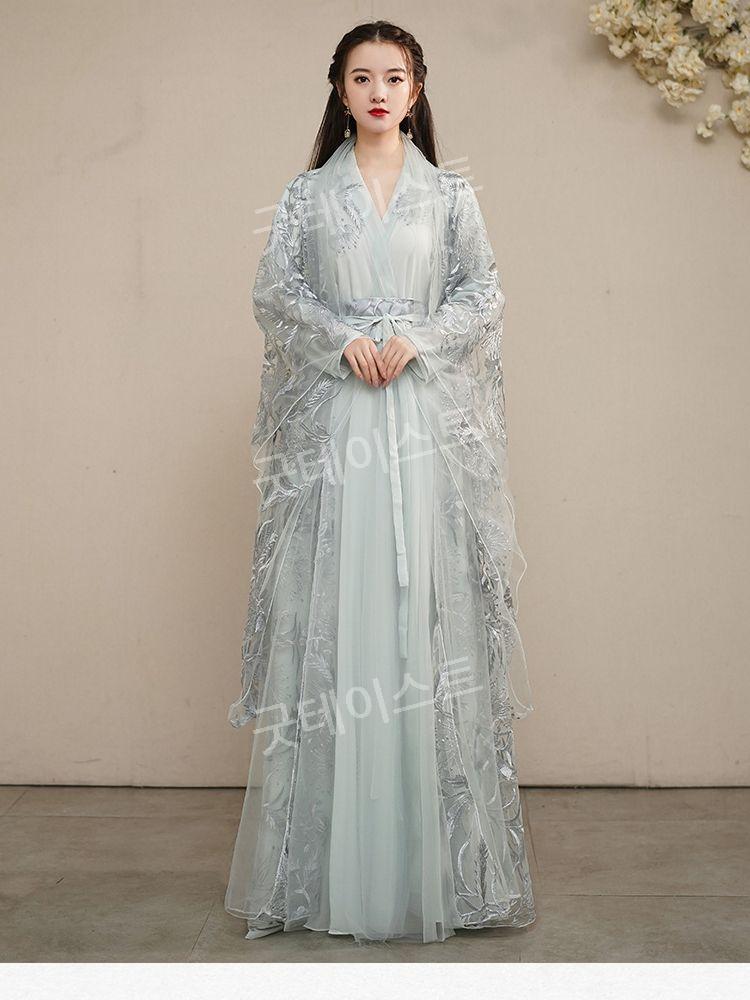 선녀옷 선녀 의상 선녀복 고전무용 전통의상 졸업사진 사극의상 촬영 연극 실버 그레이 XS - 상세 이미지 2
