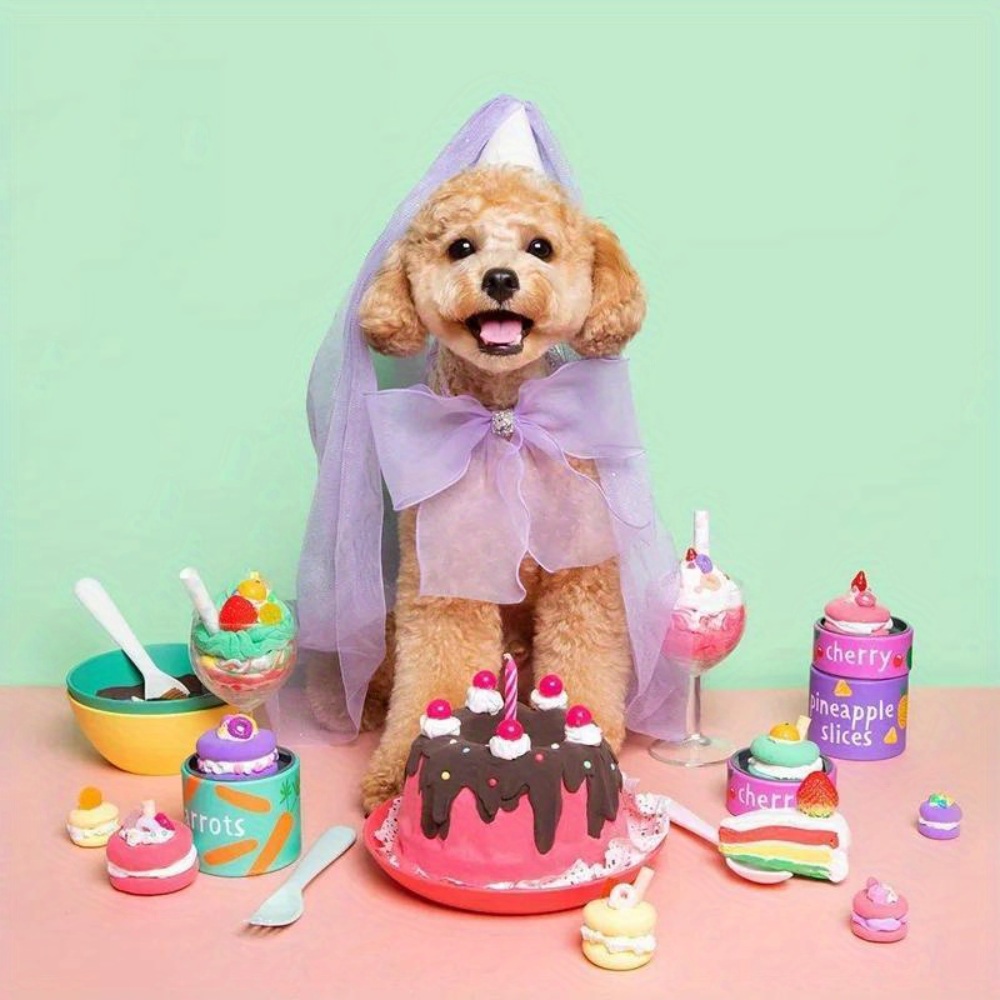 강아지 드레스 화동 생일파티 공주옷 웨딩 액세서리 세트 반려동물 파티의상 - 상품 이미지