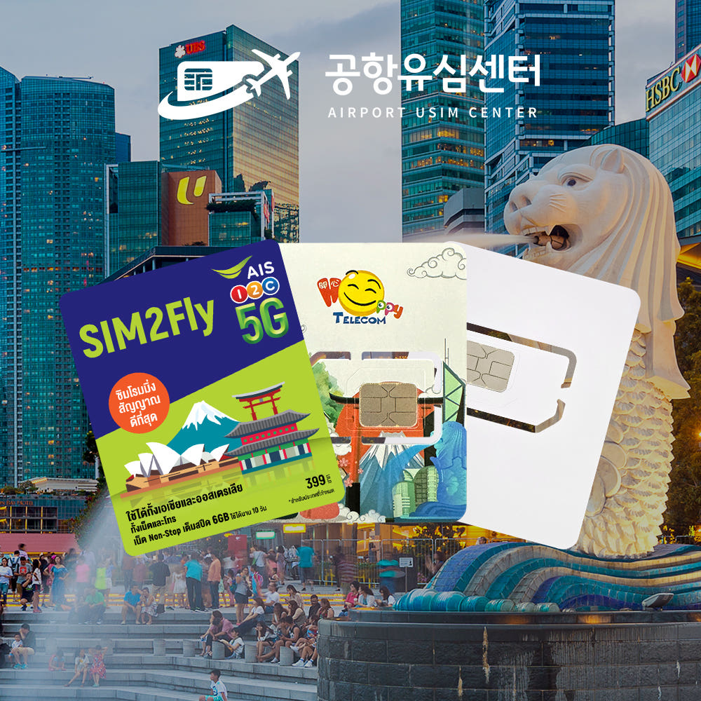 공항유심센터 싱가포르유심 말레이시아 싱텔 6일매일1GB 유심칩