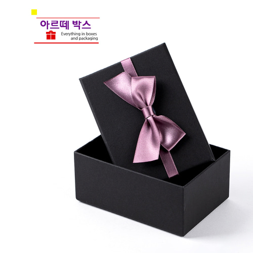 R1 고급 핸드메이드 퍼플리본 블랙상자 싸바리상자 예쁜 답례품포장박스 패키지상자 - 상품 이미지