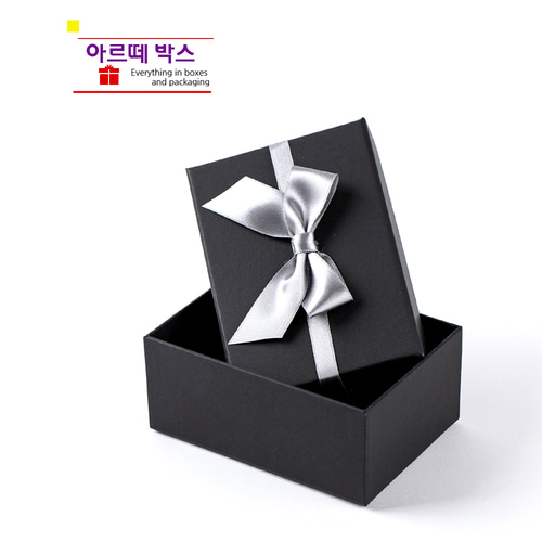 R1 고급 핸드메이드 실버리본 블랙상자 싸바리상자 예쁜 답례품포장박스 패키지상자 - 메인 이미지