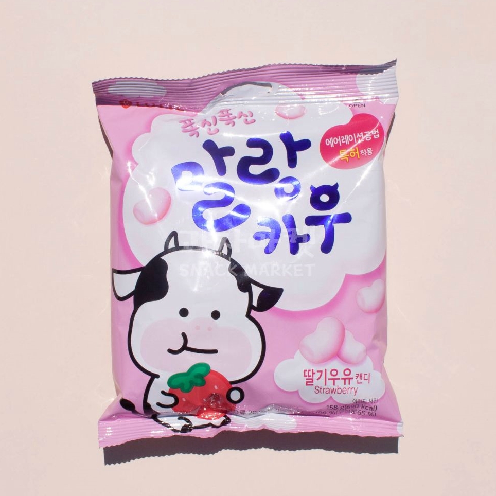 롯데제과 스낵 사무실과자 딸기 말랑카우 158g 딸기 스낵 : 서치플레이스10