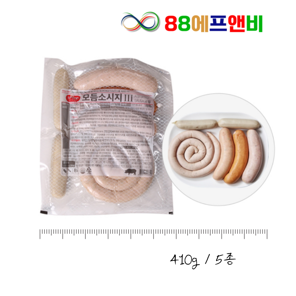 에쓰푸드 모듬소세지1 410g 5종 캠핑용소시지 숯불구이용 부대찌개 술안주 간식 - 상품 이미지