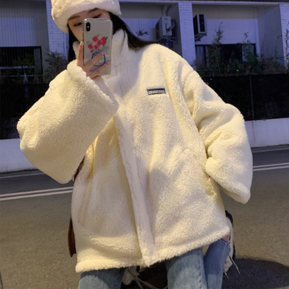집업 겨울 가을 간절기 봄 여자 여성 양털 자켓 재킷 아우터 점퍼 따뜻한 오버핏 두꺼운 - 상품 이미지