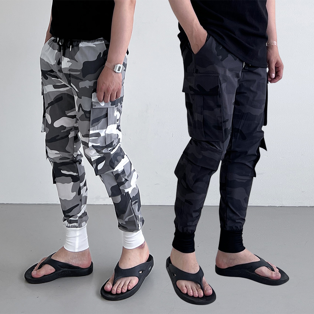 카모 밀리터리 아이스 카고 조거 팬츠 빅사이즈 작업 바지 냉장고바지 - 상품 이미지