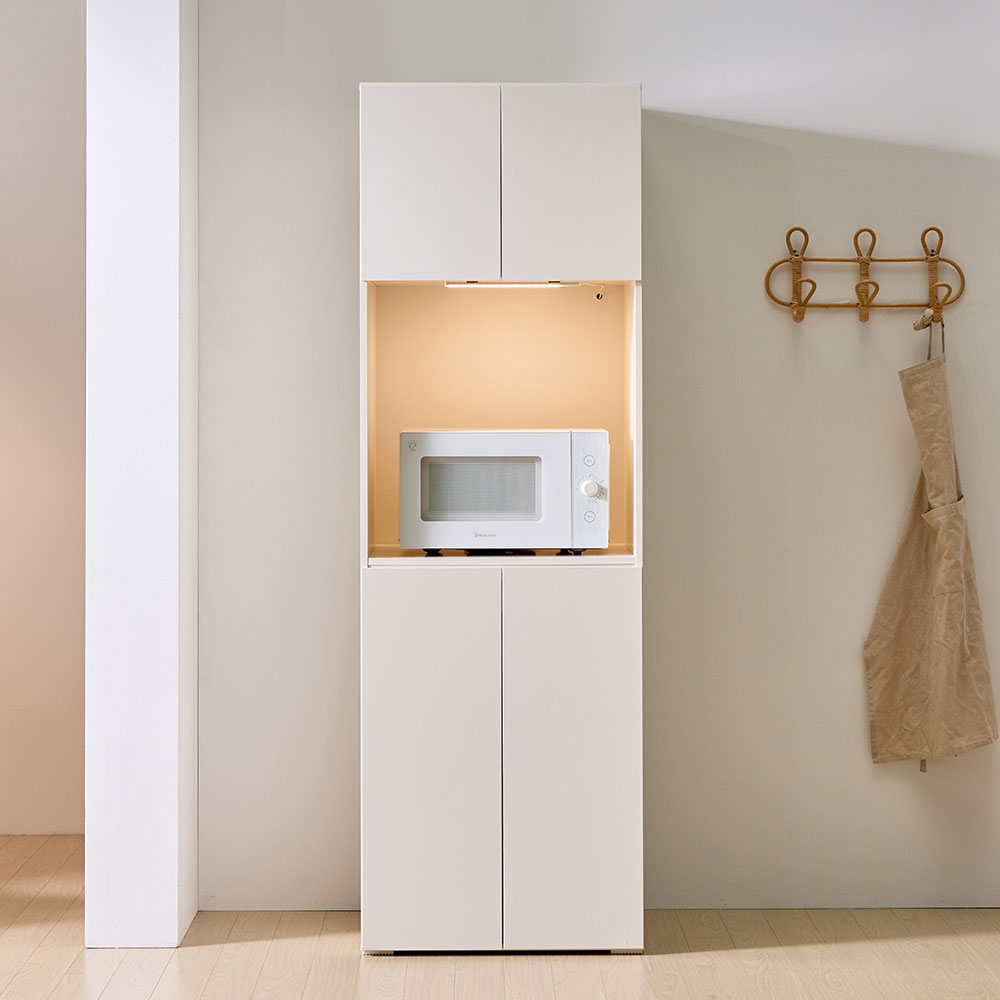 뷰 빌트인 LED 조명 키큰 냉장고장 600 오픈도어장 부엌 주방 수납장 홈카페장 틈새장