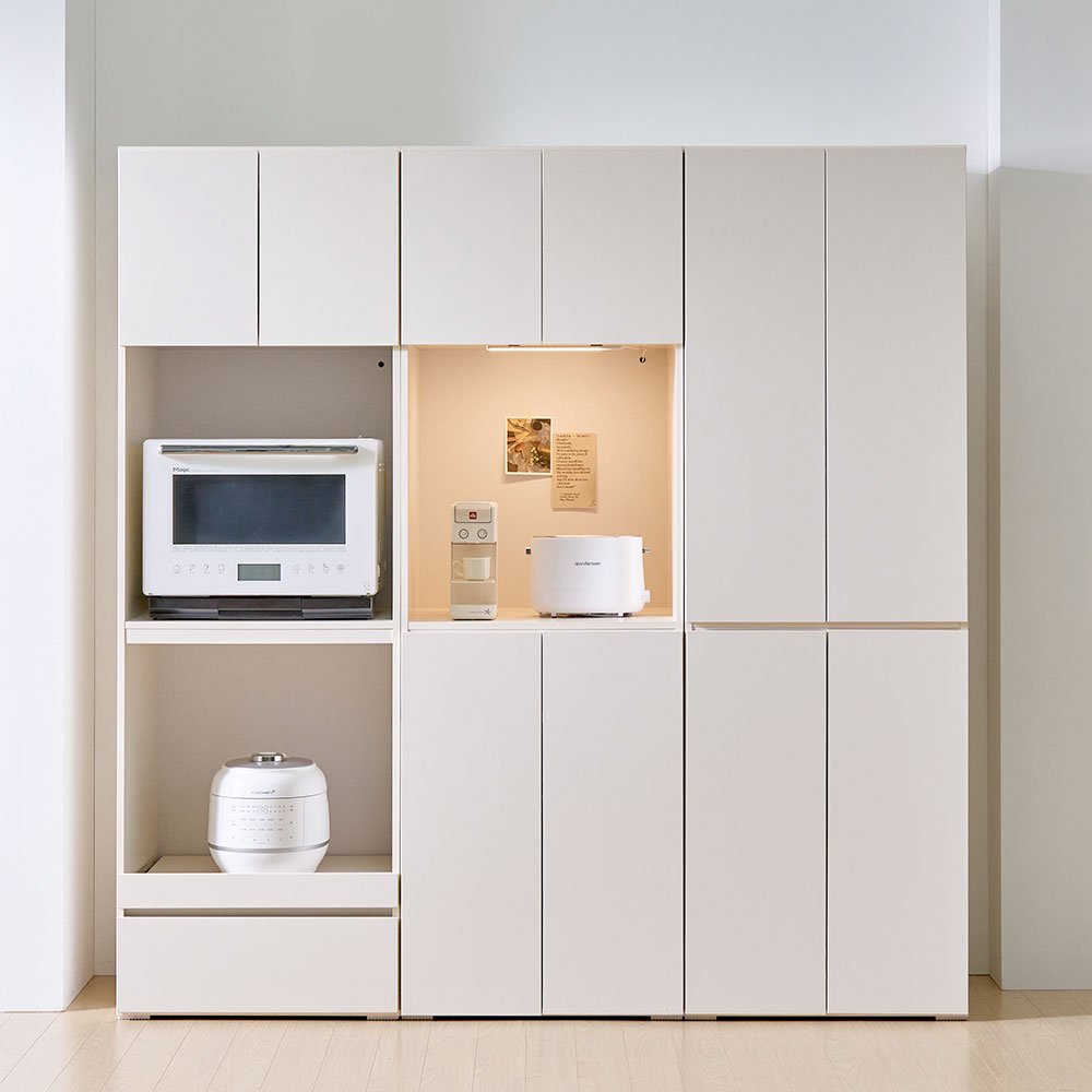 뷰 빌트인 LED 조명 키큰 냉장고장 600 오픈도어장 부엌 주방 수납장 홈카페장 틈새장