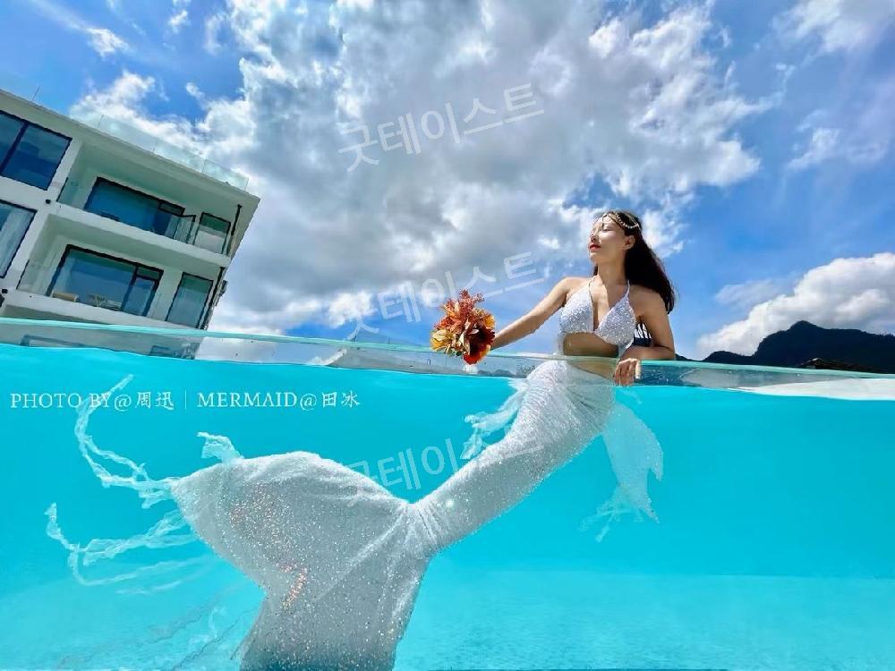 아쿠아리움 인어공주 프리다이빙 슈트 머메이드 아웃핏 피쉬테일 빅테일 - 상세 이미지 2