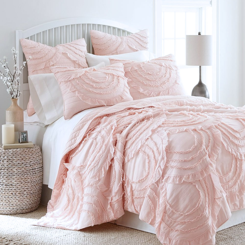 순면 여름 퀼트 차렵 이불 세트 이스턴킹 침구 핑크