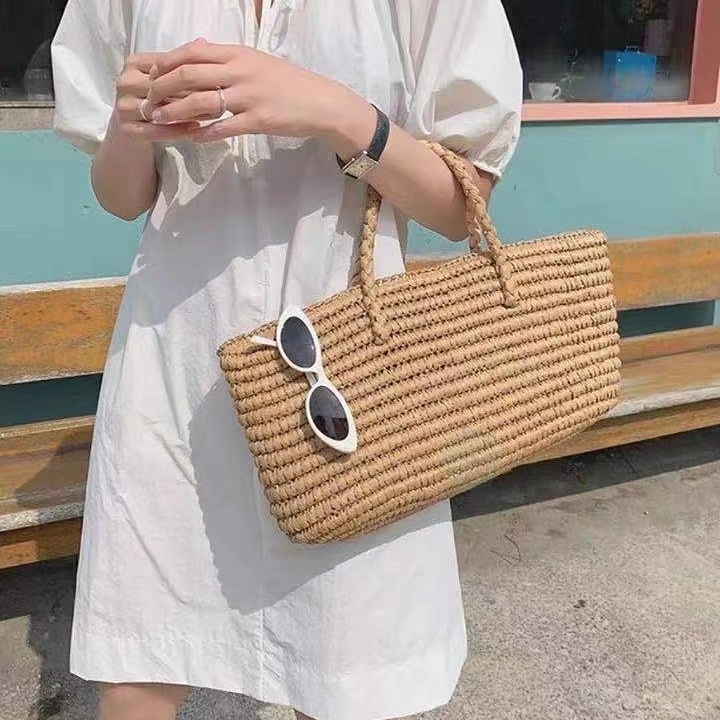 라피아백 왕골 비치백 보부상가방 여름 데일리 뜨개가방 - 상세 이미지 2
