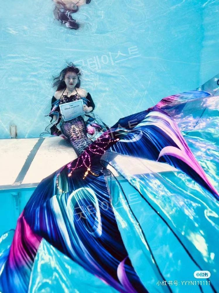 머메이드 아웃핏 프리다이빙 슈트 빅테일 인어공주 수족관 아쿠아리움 공연복 - 상세 이미지 3