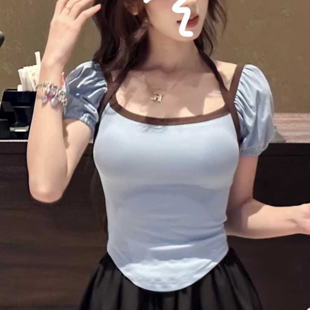 놀면뭐하니 239회 미주 반팔 티셔츠 퍼프 스퀘어넥 의상 옷 패션 - 상품 이미지