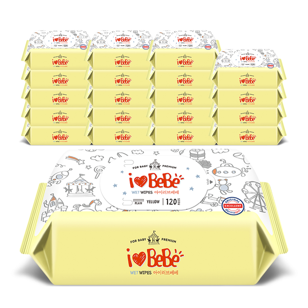아이러브베베 아기물티슈 플러스옐로우 120매 리필형 20팩