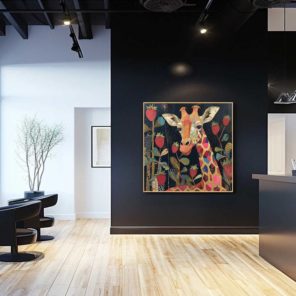 열대의기린  60x60cm 무광화이트 알루미늄액자 사막 평화 분위기 온화  아이방 키즈룸 - 상세 이미지 2
