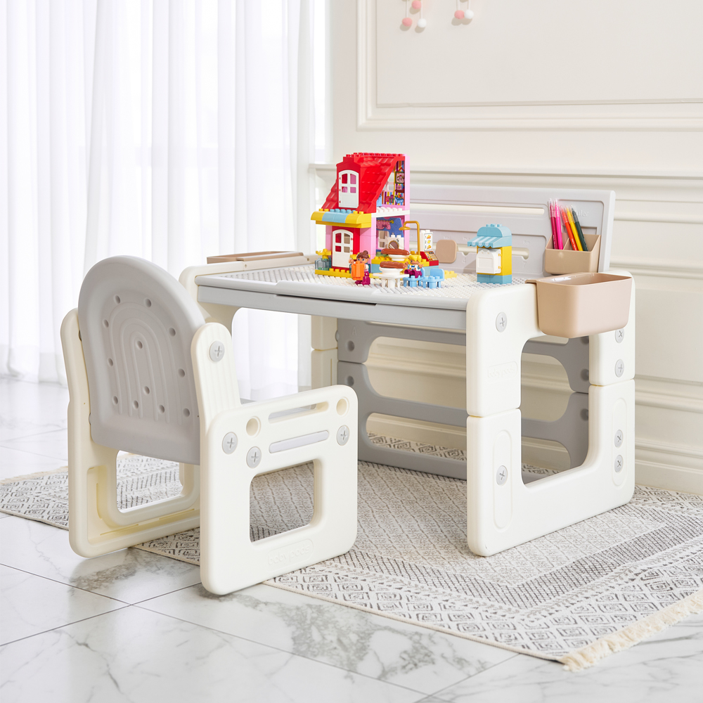 플레스타 멀티데스크 유아 책상 의자 세트(블록포함)