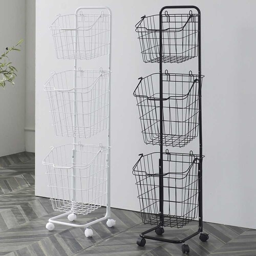 이동식 사각 3단 빨래바구니 세탁바구니 빨래통 햄퍼