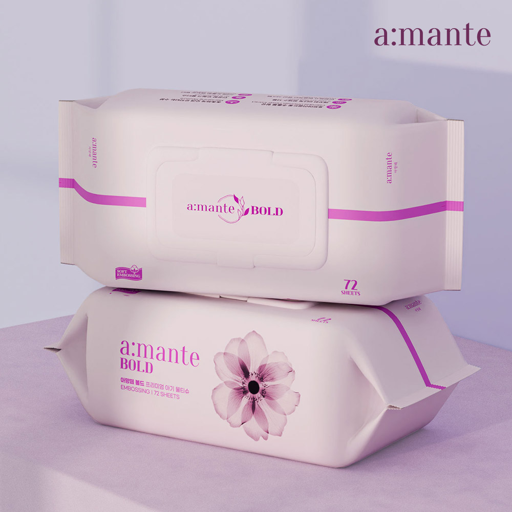 아망떼 볼드 두꺼운 고평량 물티슈 대용량 도톰한 엠보싱 아기물티슈 캡형 72매, 20개
