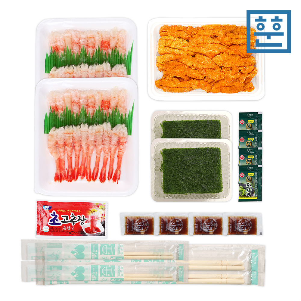 단새우 우니 감태 홈마카세 세트 성게알 연어 광어 우단감
