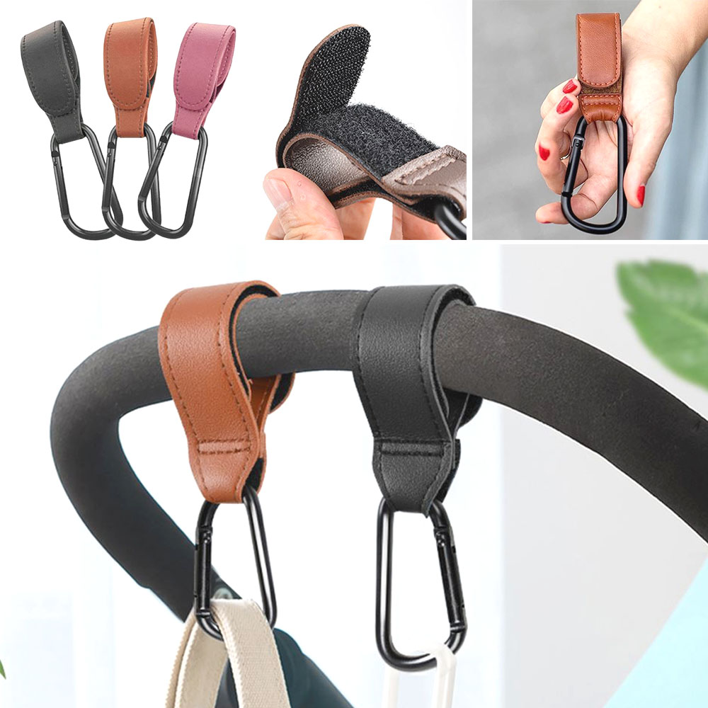 논슬립 가죽 후크 유모차 가방 고리 카라비너 벨크로 클립 홀더