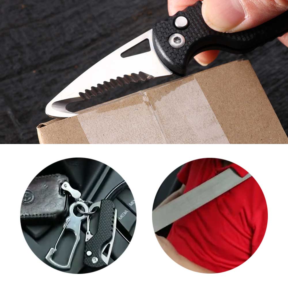 휴대용 만능 다용도 접이식 후크 나이프 캠핑 차량용 안전벨트 커팅 끈 절단 칼 택배 비상용 커터칼 갈고리