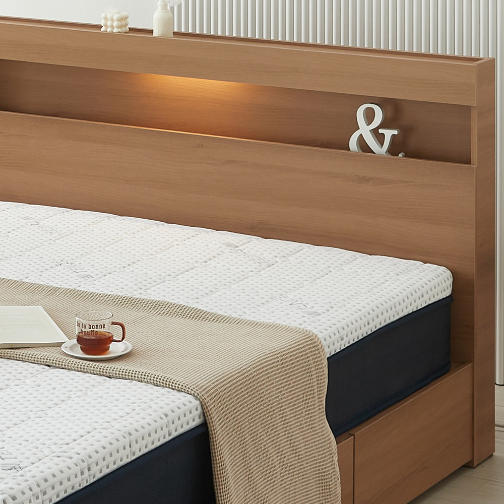 수납침대 LED 서랍 침대 퀸사이즈 Q 매트리스 포함