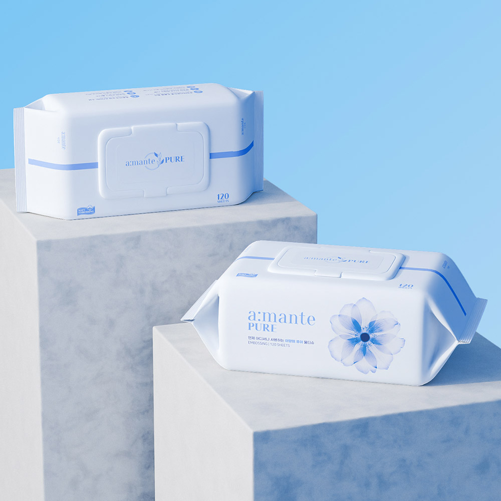 아망떼 퓨어 대용량 아기물티슈 캡형 120매, 20개