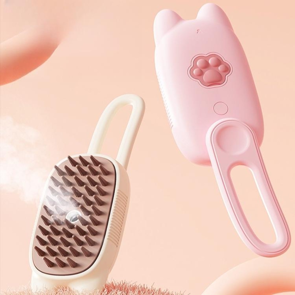 강아지스팀빗 휴대용 애완 고양이빗 드라이어 고양이 반려동물 브러시 원터치 털제거 - 상품 이미지