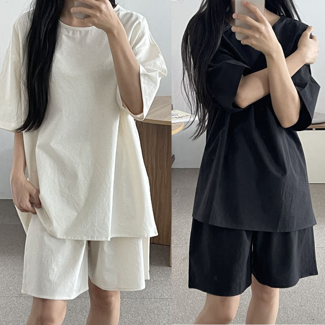 무형광 인증 바이오워싱 순면 반바지 2컬러