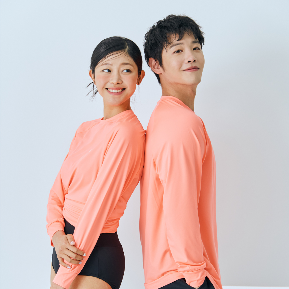 스윔어바웃 베이직 긴팔 루즈핏 오버핏 래쉬가드 빅사이즈 수영복 커플 상의 남자 여자 - 상세 이미지 4