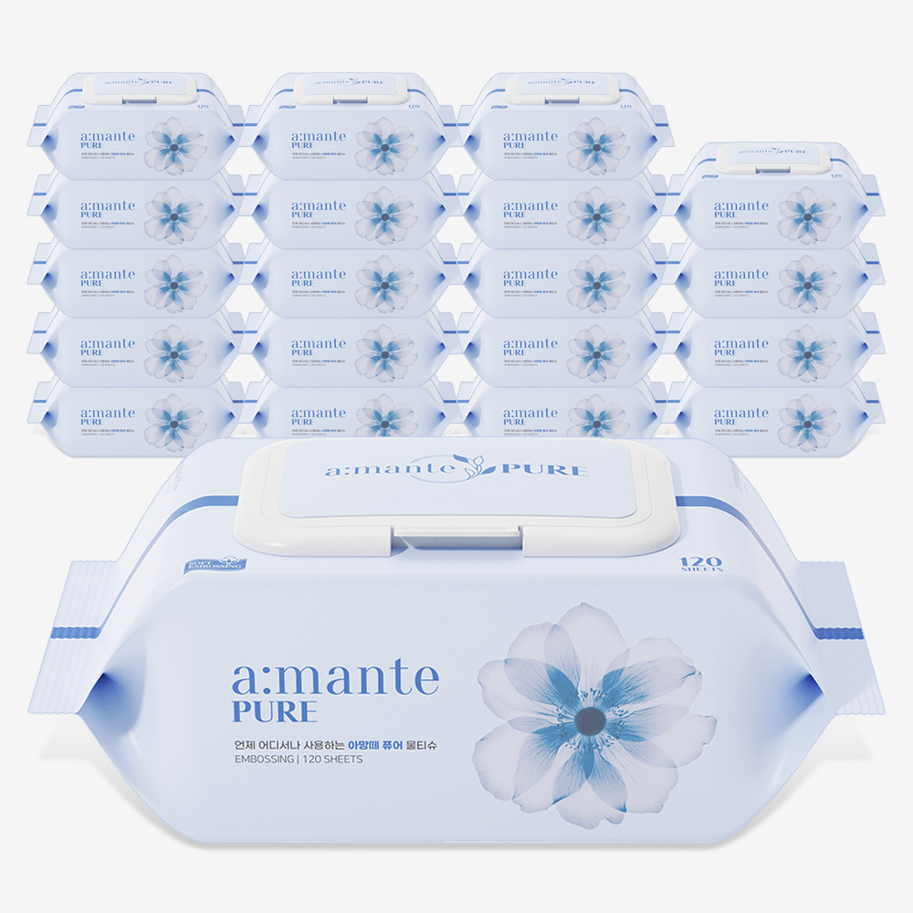 아망떼 퓨어 대용량 아기물티슈 캡형 120매, 10개