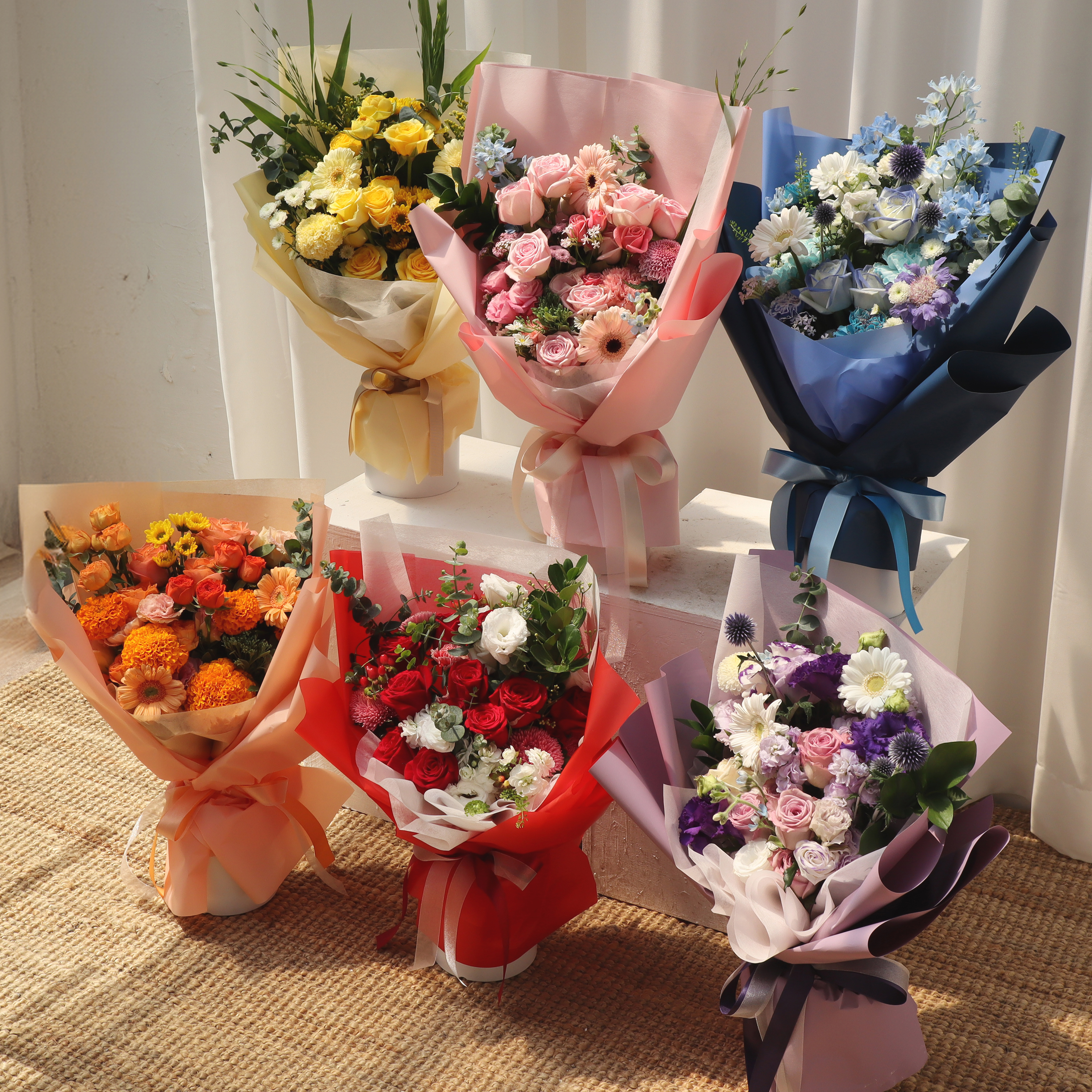 톤온톤 파스텔 꽃다발 꽃바구니 꽃배달서비스 생일 축하 결혼기념일 선물 꽃바구니배달 생화