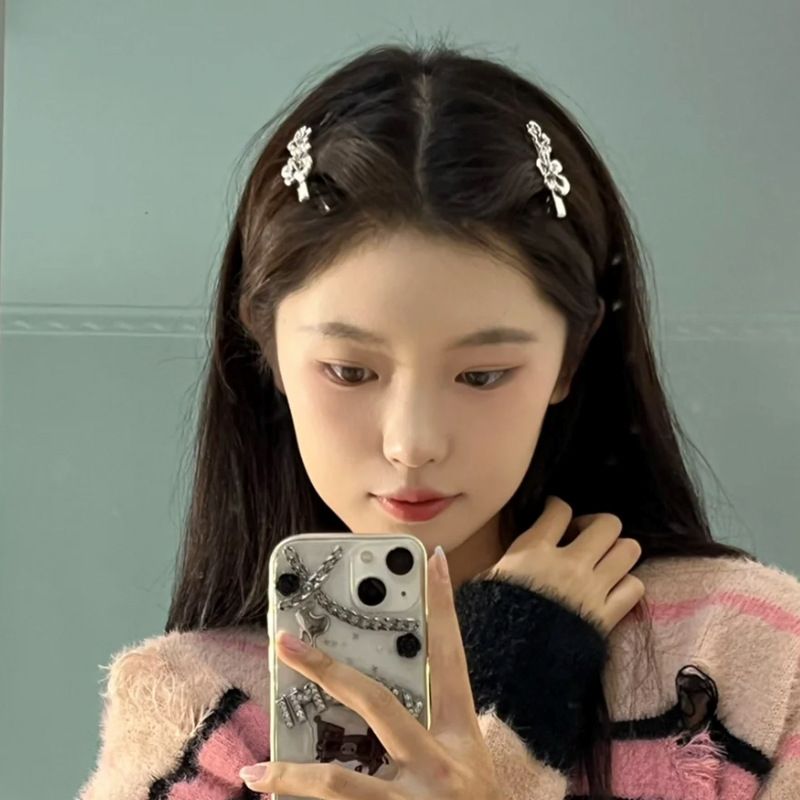 헤어핀 옆머리핀 프랑스핀 실버 자개 포인트 이미지 8