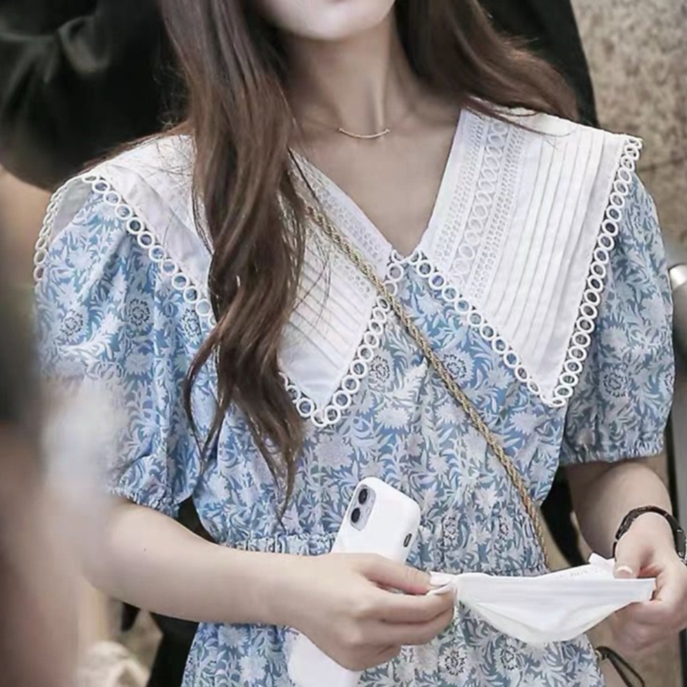 페이크 빅카라 레이스 리본 브이넥 넥케이프 펀칭 레이어드 다용도 자수 화이트 크림 - 상세 이미지 3