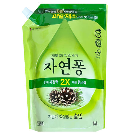 엘지생활건강 자연퐁 솔잎 제균 설거지 주방세제 리필 1.4L