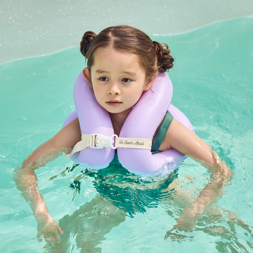 스윔어바웃 클래식 어린이 구명조끼 부력보조복 아동 유아 물놀이 넥튜브 25kg 라벤더