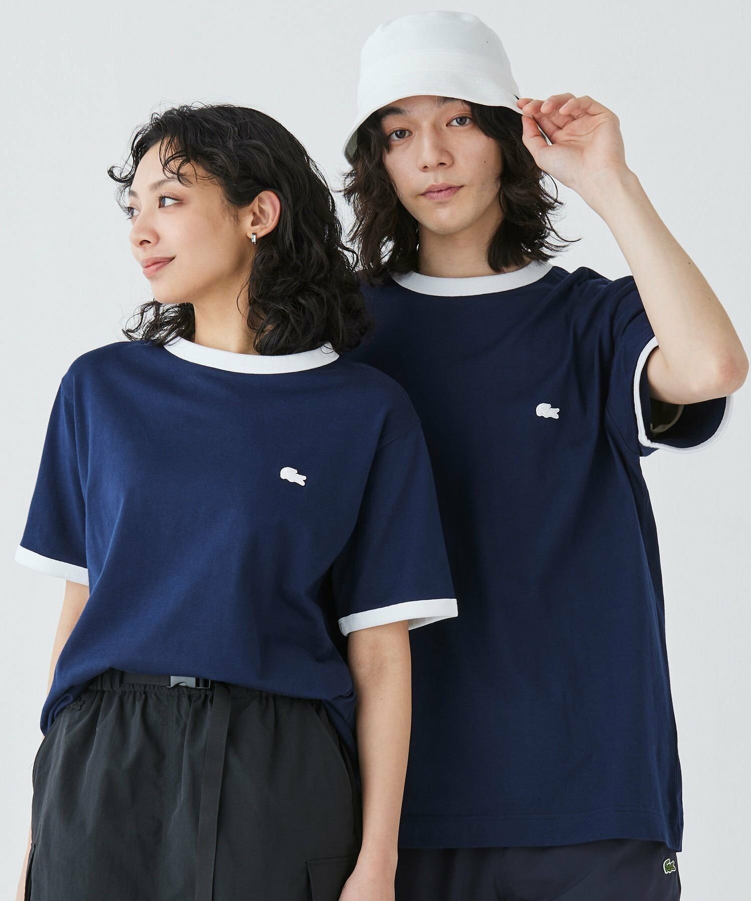 라코스테 LACOSTE 남성 여성 로고 반팔 링거 티셔츠 커플티 4컬러 - 상세 이미지 3