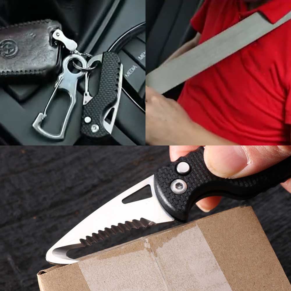 휴대용 만능 다용도 접이식 후크 나이프 캠핑 차량용 안전벨트 커팅 끈 절단 칼 택배 비상용 커터칼 갈고리