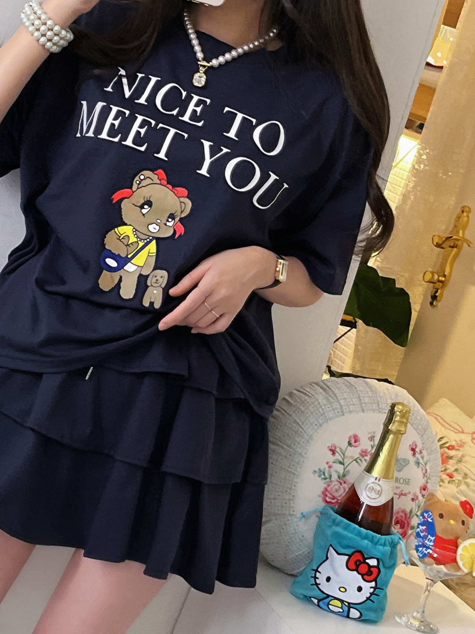 제리 츄리닝 셋업 2piece SET (티셔츠&스커트/투피스,세트,캉캉,프릴,쮸리) [비비아레이디] - 상품 이미지