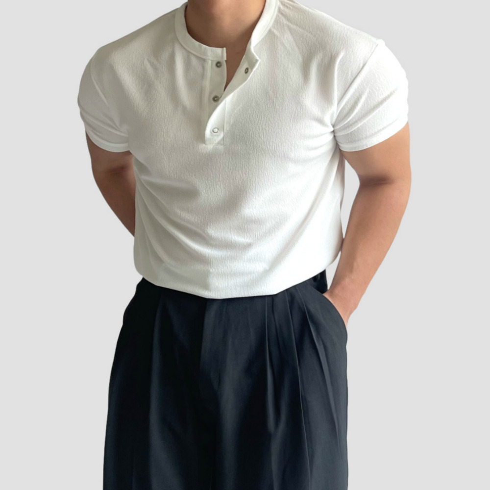헨리넥반팔 머슬핏반팔 어깨넓어보이는반팔 남자흰티 - 상세 이미지 4