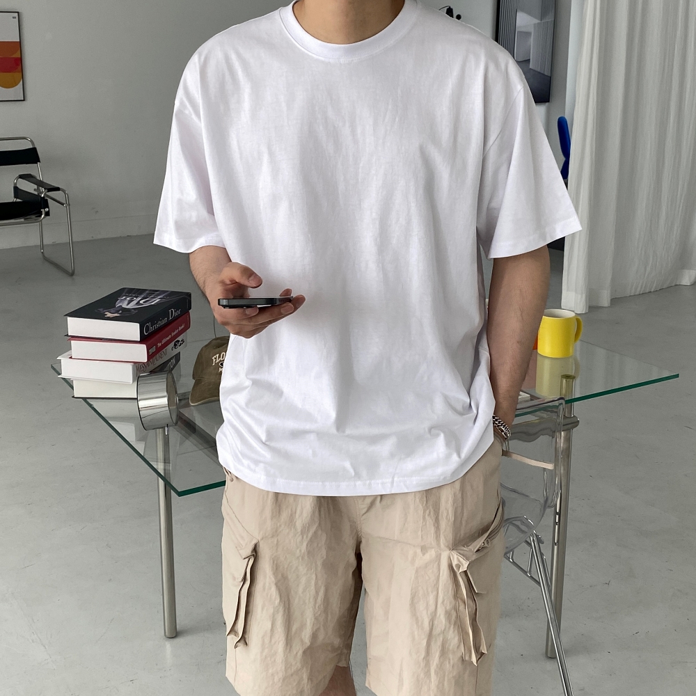 1+1 두꺼운반팔티 무지 20수반팔티 - 상세 이미지 3