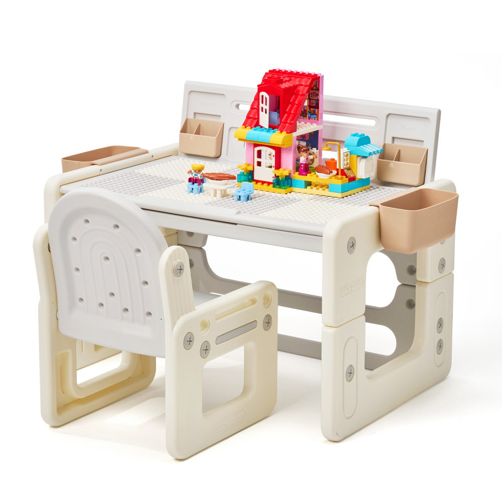 플레스타 멀티데스크 유아 책상 의자 세트(블록포함)