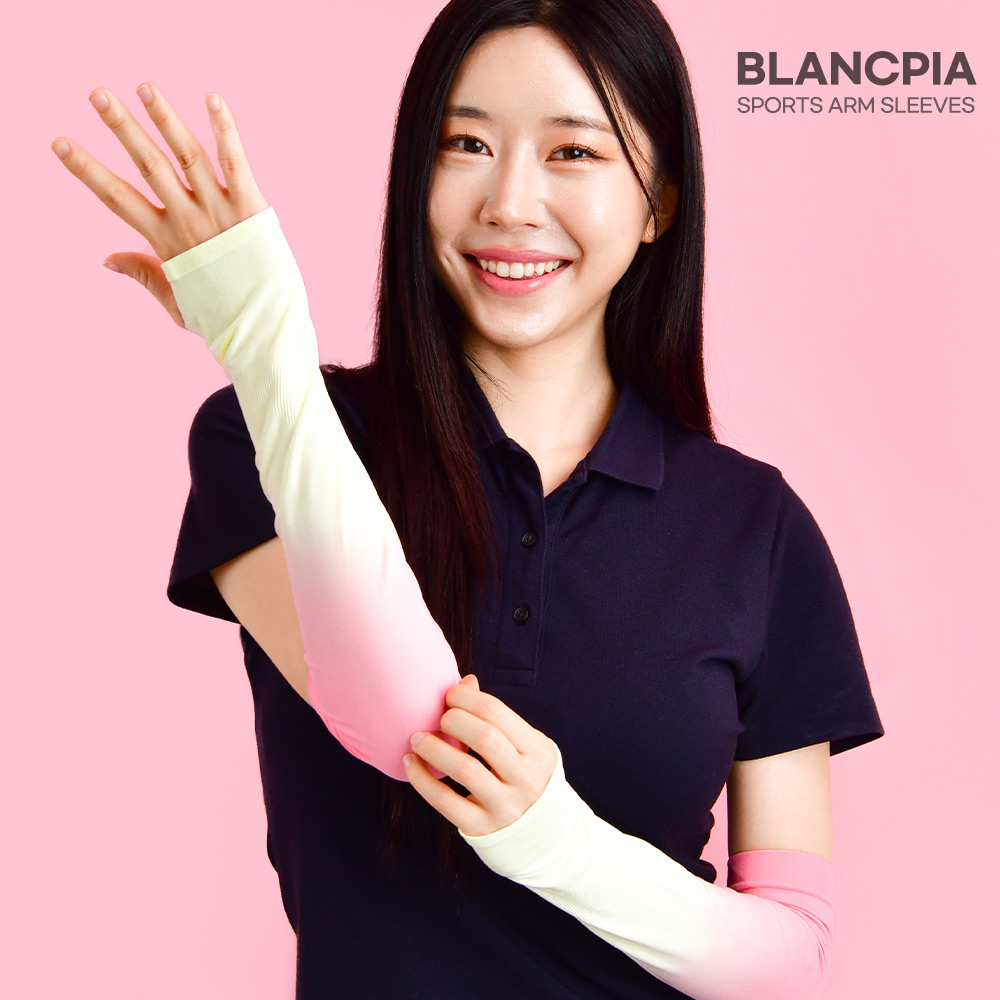 블랑피아 팔토시 여름 냉감 자외선차단 살색팔토시 투톤 골프 스킨 손등 작업용 그라데이션